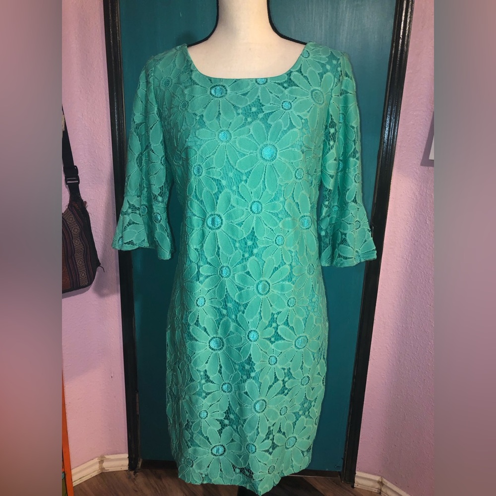 Sandra Darren Floral Lace‎ Shift Dress Size L